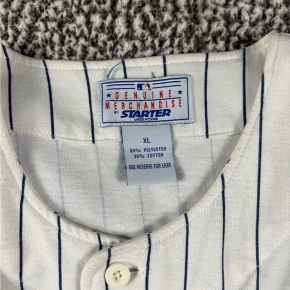 Lou Gehrig 4 Yankees STARTER White and Navy Pinstriped Jersey size XL - Picture 4 of 8